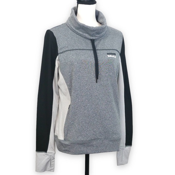 VS PINK Ultimate Cowl Neck Sweatshirt Sz L Heather Grey Active Victoria's Secret - Picture 2 of 9